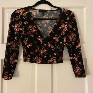 Orange and black floral top forever 21